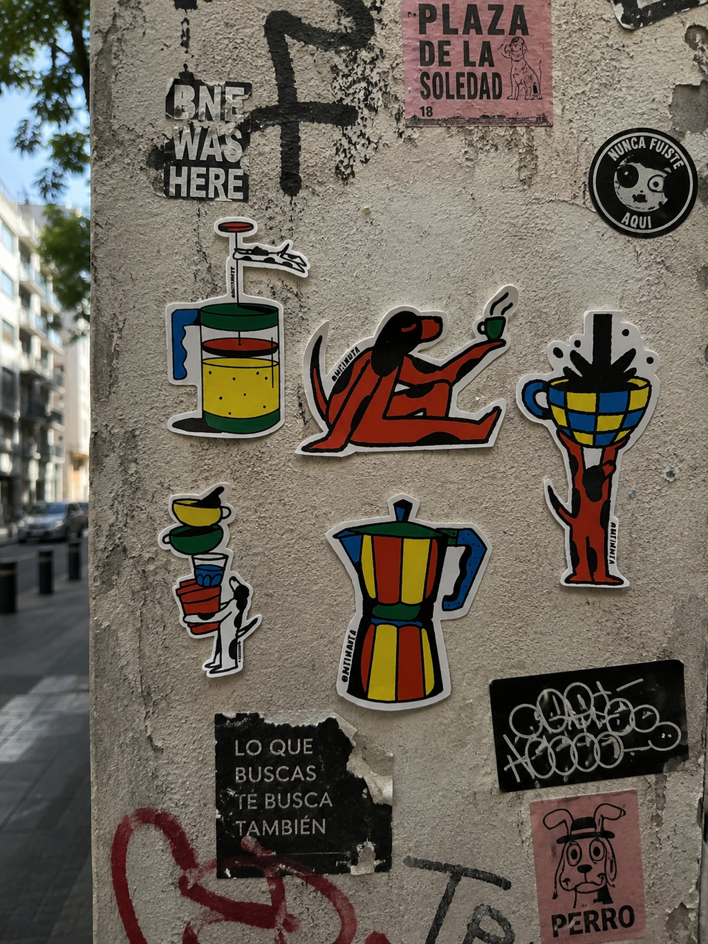 Set de stickers perritos y café